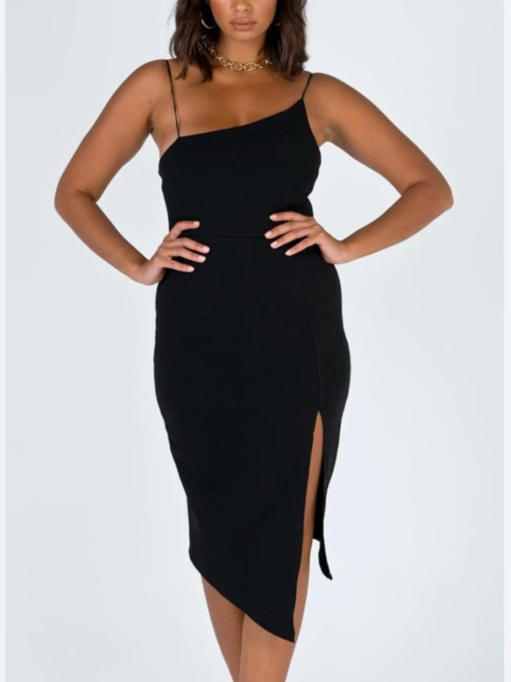 Princess Polly Stretch Asymmetrical Aero Midi Dress